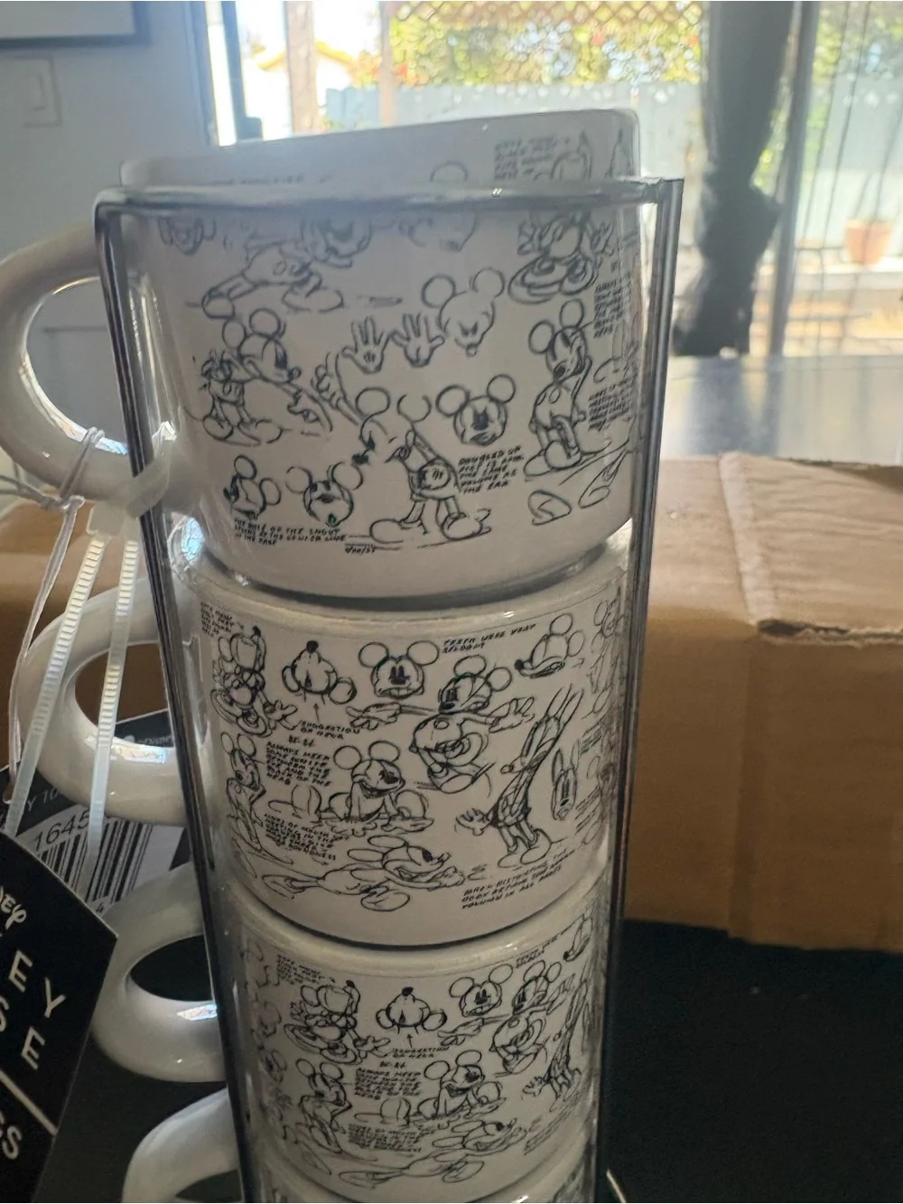 Disney White and Black Mickey Mouse Comic Strip Stackable Espresso Mug set